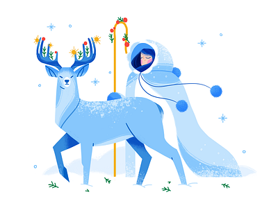 Frost ❄️ character christmas deer design flat girl illustration nature product winter