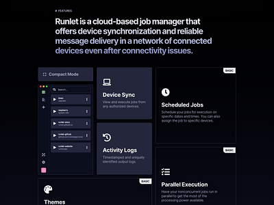 Runlet Features css dark dark ui electron html iot javascript linux mac react runlet windows