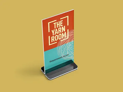 The Yarn Room - Tabletop Stand Graphic advertisement brand brand identity branding crochet flyer identity design knitting logo logomark logotype minimal orange and blue print print design printing table stand the yarn room typography yarn