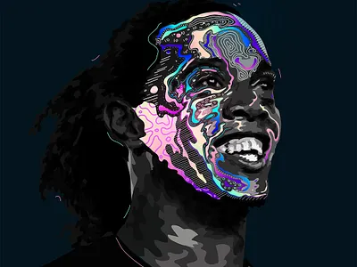 Ronaldinho abstract abstract art artwork colorful everyday art gradient graphic illustration iridescent klarens poster poster art ronaldinho soccer trippy