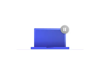 Laptop Paused Icon blue flat gray illustration laptop pause shadow