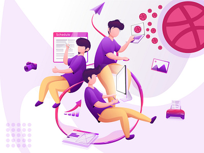 Job Description Illustration character debut design designs flat gradient gradient design illustration illustrations logo studio team teamwork ui vector web