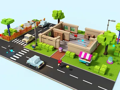 Cardboard Clash - Voxel Art 3d battle royale cardboard low poly art magicavoxel pixelart voxel art