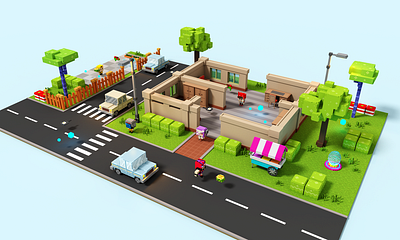 Cardboard Clash - Voxel Art 3d battle royale cardboard low poly art magicavoxel pixelart voxel art