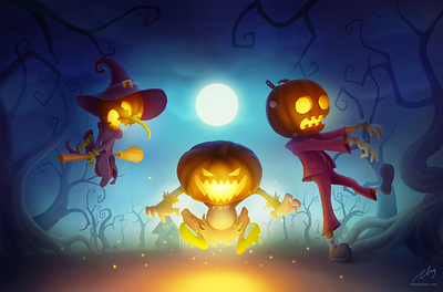 Halloween Character Design character characterdesign freelancer game game art graphicdesign graphicsdesign halloween illustration jackolantern photoshop spooky witch yaato zombie