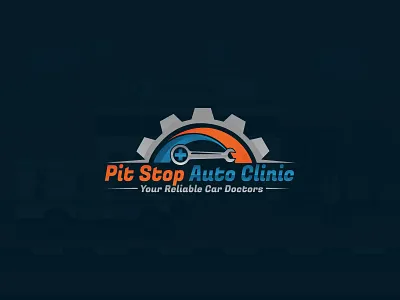 pit stop auto clinic logo brand branding car clinic graphicdesign logo