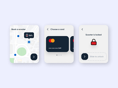 Scooter booking watch concept UI app booking booking app design minimal scooter ui user interface watch interface watch ui watchface watchos