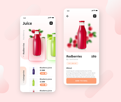 Juice app Design adobe xd app design app layout branding design food app photoshop ui uiuxdesign ux