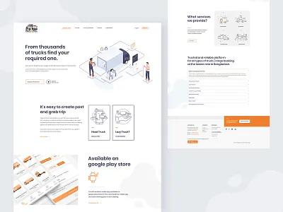 Truck & Cargo Rental Website app branding cargo rent creative flat hire truck homepage illustration interface moving home rent a truck template truck rent truck rent typography ui ux vector web website