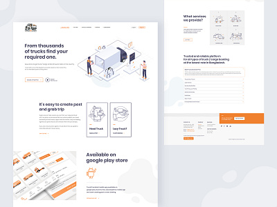 Truck & Cargo Rental Website app branding cargo rent creative flat hire truck homepage illustration interface moving home rent a truck template truck rent truck rent typography ui ux vector web website