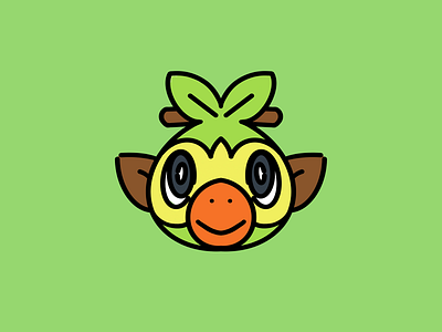 Grass starter characterdesign design illustration minimalistic pokemon procreate vector videogame