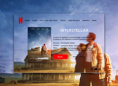 Netflix clean design film interstellar netflix ui ux web website