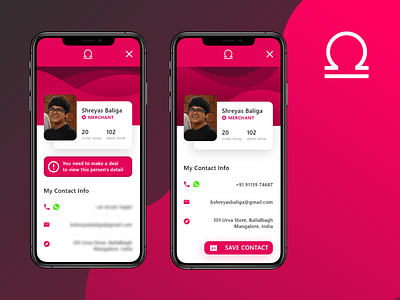 User Profile - Barter App UI - DailyUI 006 adobe xd app app design contact daily ui dailyui dailyui 006 design grey logo pink profile shopping shopping app ui uiux user user profile ux xd