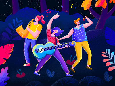 Forest Music Festival app band design illustration music singing ui web