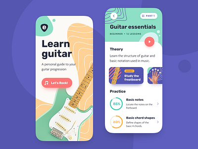 Guitar Learning App app color concept guitar interface learn mobile ui ux