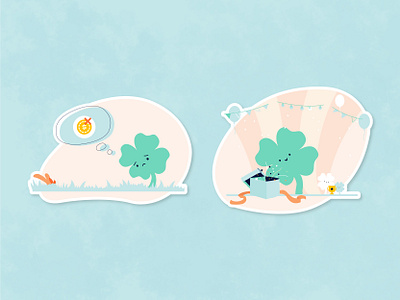 Lucky Draw Illustrations app application clover design draw illustrator lucky points popup sad ui ux vector winner