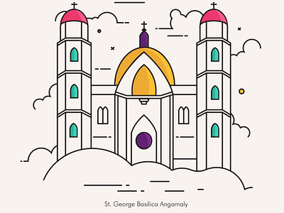 Angamaly church angamaly church india kerala line illustration line illustration