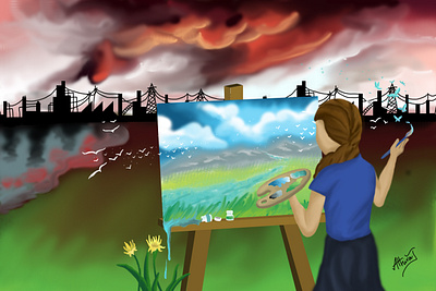 DIGITAL PAINTING : For a better tomorrow artwork design digital painting digitalart drawing dribbble earth enviroment graphic design greenery illustration nature painting photoshop refreshing wacom