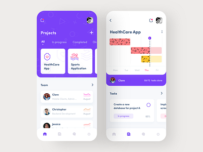 Project Management - Mobile App app calendar clean collaboration dashboard management app management tool minimal mobile app mobile application timeline ui