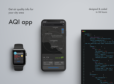 AQI Mobile App for NASA Space App Challenge air api apple watch challenge code concept darkui environment figma hackathon ios mobile mobile app nasa product design prototype ui