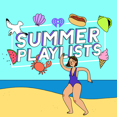 iHeartRadio Summer Playlists Illustration beach cartoon crab dancing digital art hot dog ice cream illustration music ocean party seagull summer swimming swimsuit watermelon