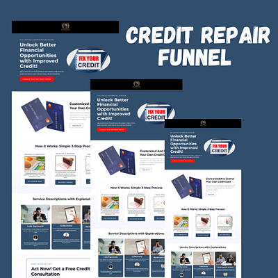 Credit Repair Sales Funnel credit repair funnel credit repair website graphic design landing page landing page dessign lead generation funnel lead pages sales funnel sales funnel design sales page web design website design