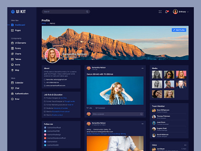 User profile page UI design bala ux dark dark ui dash dashboard design ui