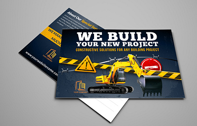 Construction Postcard Template architecture attractive building construction craftsman cranes dose engineering export flyer import industrial leaflet lift logistics print print ready professional project rail