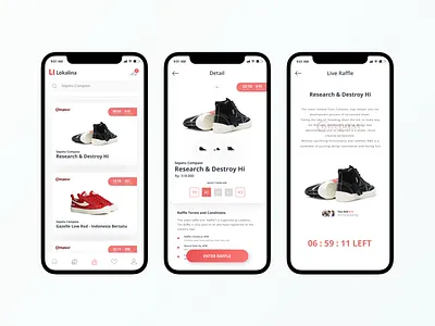 Sneakers Raffle App brand branding ecommerce fashion ios local logo minimalist mobile mockup shop sneaker ui ux