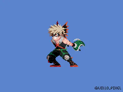 Katsuki Bakugo Pixel Fan Art anime cartoon character character character ilustration manga pixel pixel art sprite