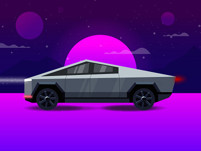 Cybertruck 80s 90s adobe adobe illustrator car cyberpunk cybertruck elon elon musk illustration new pink purple retro tesla truck vector