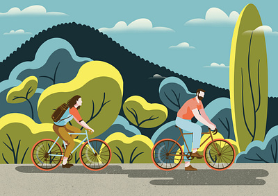 Cycling 🚵🏻‍♀️ 🚵🏻‍♂️ animation animation design bicycle branding character design characterdesign cycling digital art digital illustration digital painting graphic design illustration landscape motion motion design poster design procreate product design uidesign webdesign