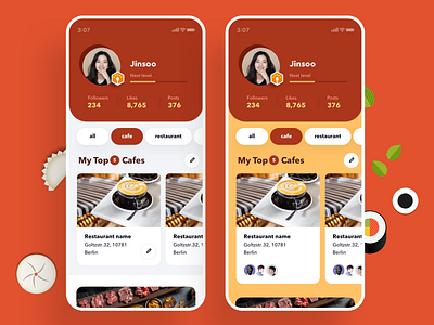 Misikga, Mobile, Profile app color food foodie mobile profile ranks restaraunt simple top ui