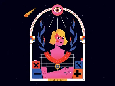 Kathleen Ollerenshaw astrology flat geometric illustration manchester maths portrait texture women