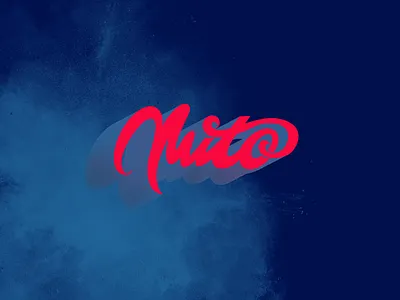 Mito blue lettering mito powder red script