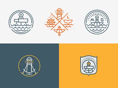 At Sea branding compass design flat gari light lighthouse logo looking looking glass mark matte sea stars