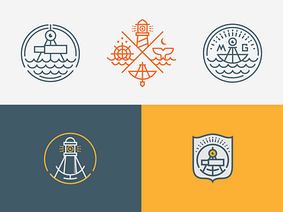 At Sea branding compass design flat gari light lighthouse logo looking looking glass mark matte sea stars