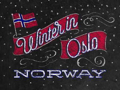 Winter in Oslo. black board chalk lettering norway oslo winter