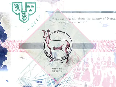 "Viking Relics" Excerpt art art print art prints artwork collage deer design fjord halftone halftones multimedia norway pink print print design printmaking relics scandinavia scandinavian viking