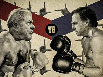 Lula VS Bolsonaro boxe brazil collage design photoshop