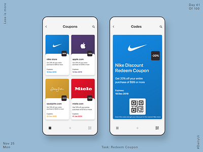 061 Redeem Coupon app design apple coupon coupon code dailyui discount code discount voucher discounts miele minimal nike redeem coupon ui ux