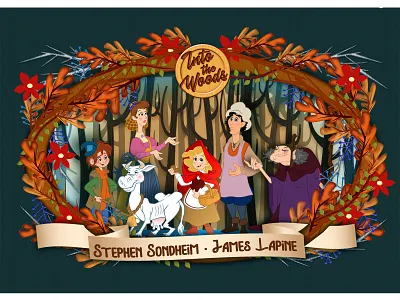 into the woods design illustraion storybooks vector