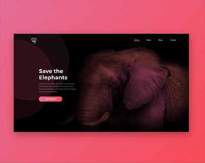 Save the Elephants cause color darktheme darkui design elephant gradient gradientmap gradients graphicdesign help landingpage photoshop ui uidesign uiux ux ux design webdesign website