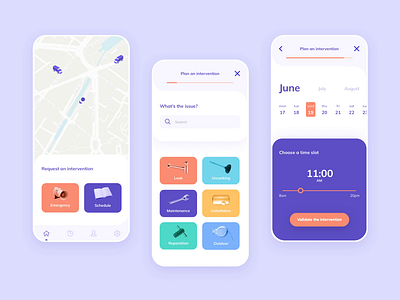 Plumber app anim app colorful interactions motion plumber ui design