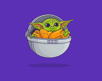 Baby Yoda cartoon character cute design fanart illustration movie starwars themandalorian yoda