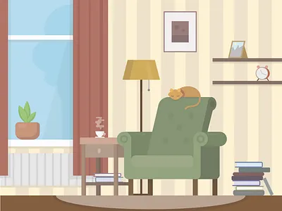 Grandma's room armchair chair couch flat flat illustration home illustration room vector vector illustration