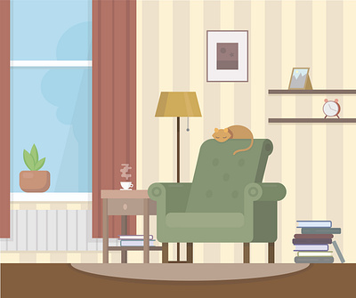 Grandma's room armchair chair couch flat flat illustration home illustration room vector vector illustration