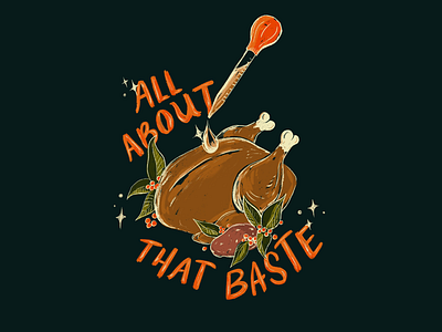 Sunday Punday No.006 baste festive food hand lettering holiday illustration procreate pun retro retro type sign painting thanksgiving turkey vintage