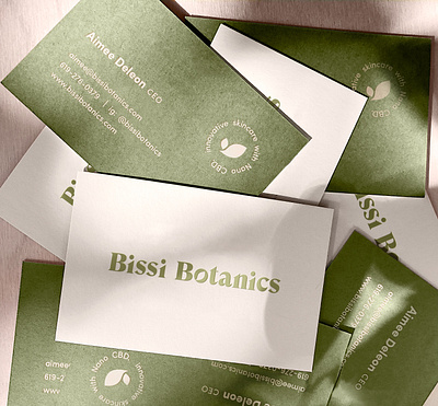 Bissi Botanics Business Card Design botanical botanics branding business cards cbd skincare cleverlogo design font illustration logo logodesign simplicity skincare branding typography vector