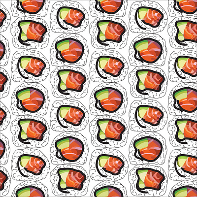 sushi variation bright illustration pattern pattern art pattern artist pattern design surface pattern surface pattern design sushi sushi roll